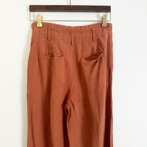 MADEWELL Linen Blend High Rise Crop Pants Rust 0 - Picture 8 of 11